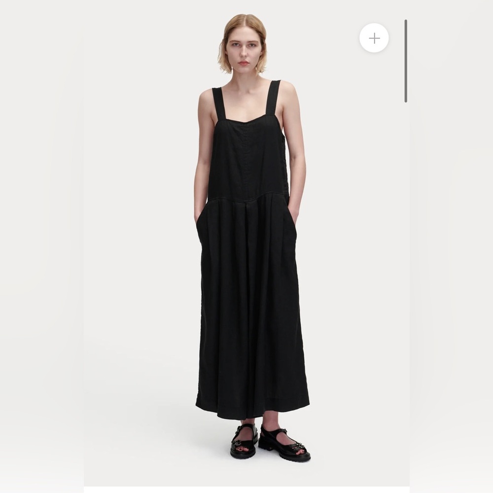 $495 Rachel Comey Wide Leg Jumpsuit in Black Cotton